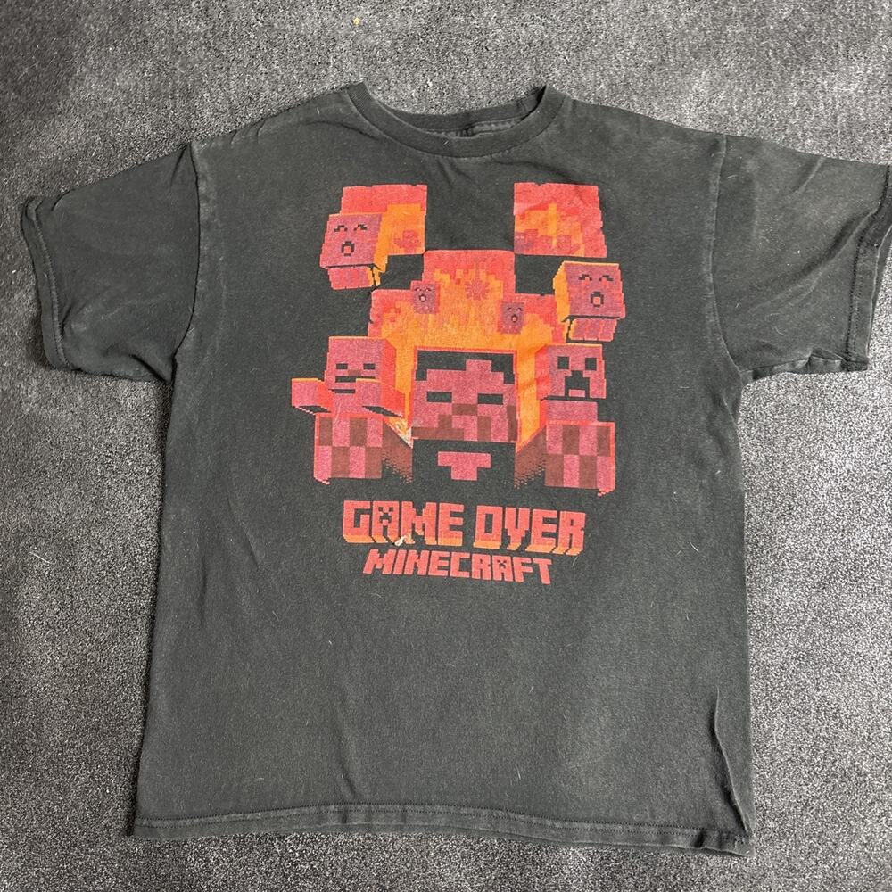 Pre-owned Boys Small (6/7) Black Minecraft Game Over Shirt, Normal Signs Of Wear